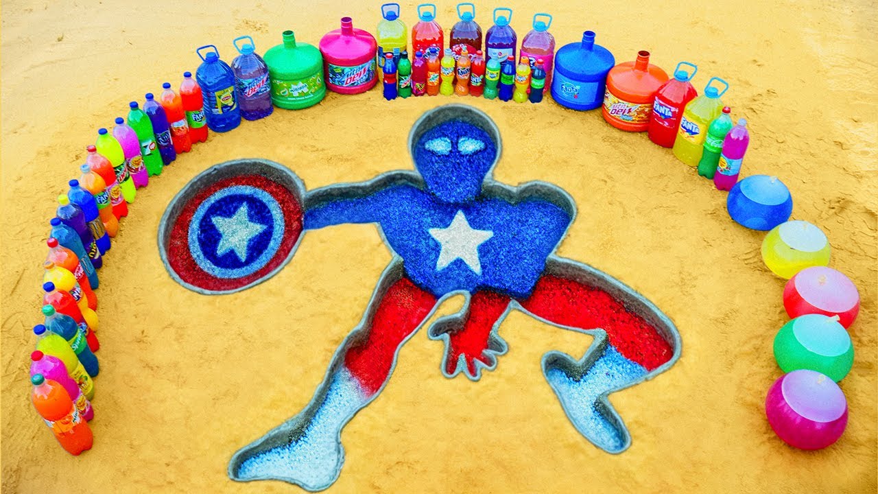 Experiment How To Make Captain America Spiderman With Orbeez From Big Coca Cola Vs Mentos