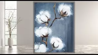 Tutorial  Cotton Flowers /Step by Step Acrylic Painting  on canvas for beginners