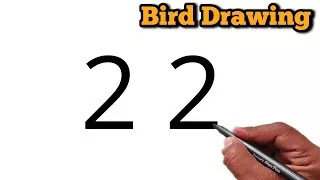 پوستر How to draw Beautiful Bird From Number 22 Easy Bird Drawing...